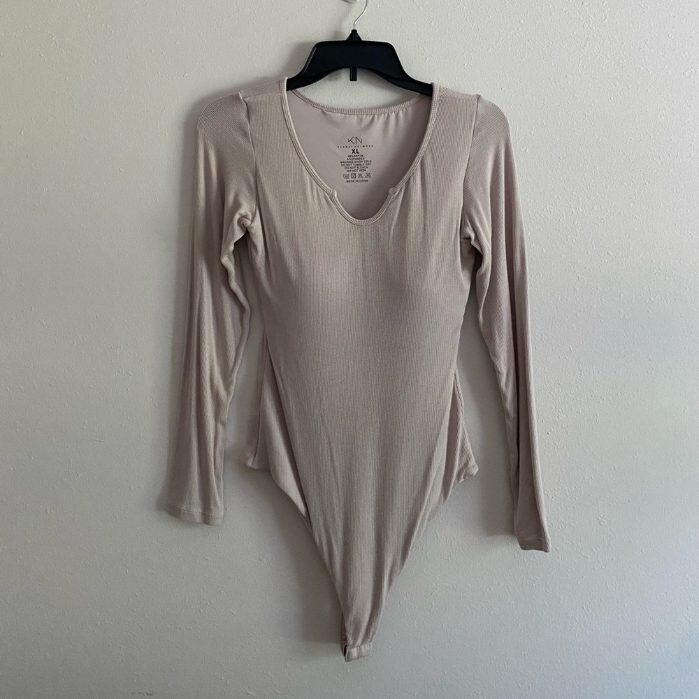 Klassy Network Beige Long Sleeve Bodysuit